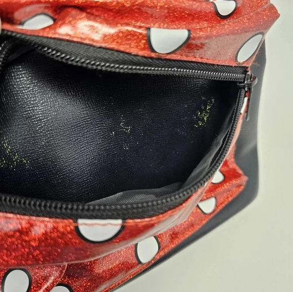 Bioworld Disney Minnie Mouse Backpack Purse Black Red Ears Small Bag Glitter - Picture 10 of 13